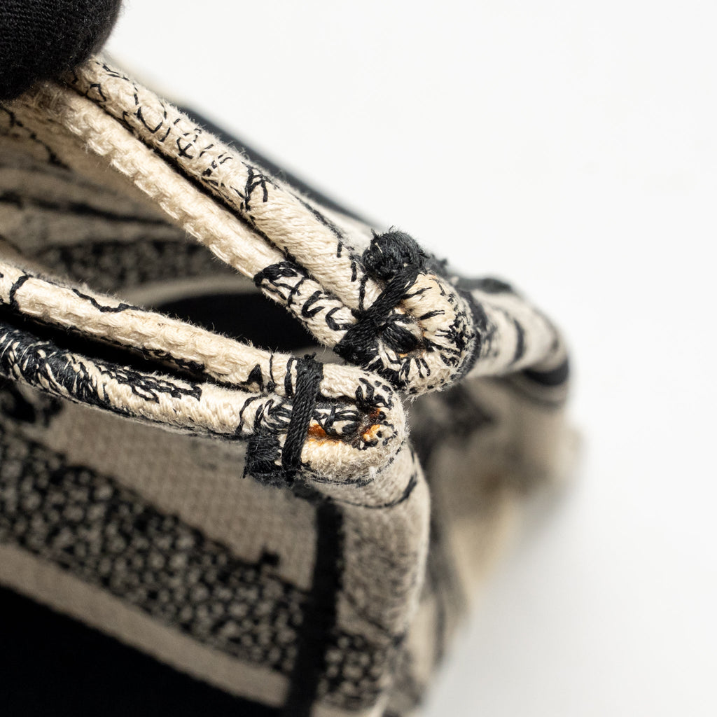 Dior medium book tote toile de jouy embroidery canvas White / Black