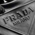 PRADA TRIANGLE SHOULDER BAG LEATHER BLACK SHW
