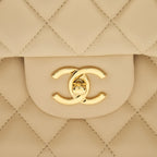 CHANEL JUMBO CLASSIC DOUBLE FLAP BAG LAMBSKIN BEIGE LGHW