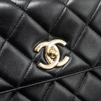 CHANEL TOP HANDLE TRENDY CC FLAP BAG LAMBSKIN BLACK LGHW