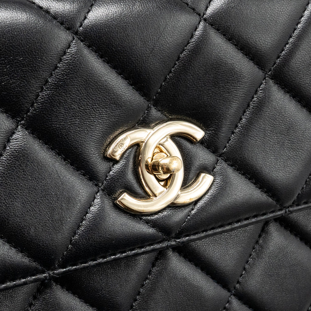 CHANEL TOP HANDLE TRENDY CC FLAP BAG LAMBSKIN BLACK LGHW
