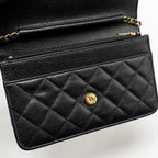 CHANEL CLASSIC WALLET ON CHAIN CAVIAR BLACK GHW (MICROCHIP)