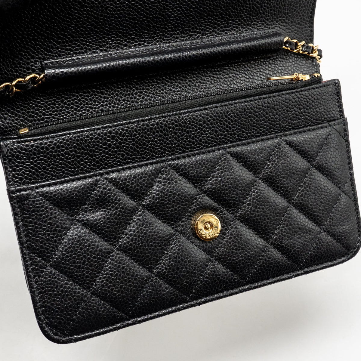 CHANEL CLASSIC WALLET ON CHAIN CAVIAR BLACK GHW (MICROCHIP)