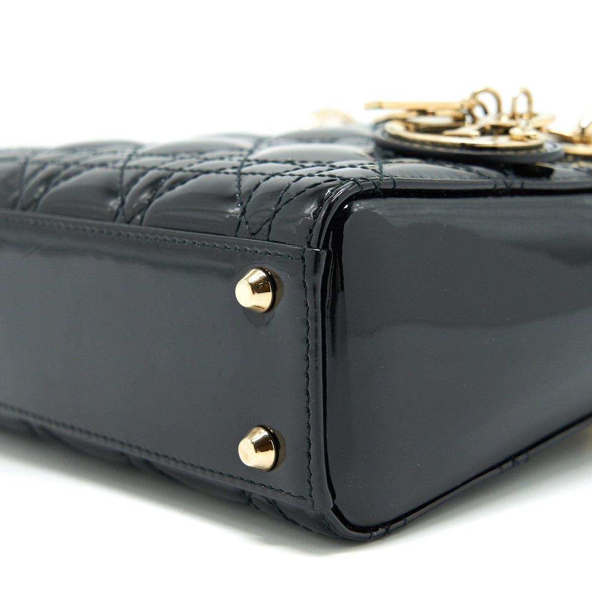 DIOR MINI LADY DIOR PATENT LEATHER BLACK GHW