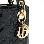 DIOR MINI LADY DIOR PATENT LEATHER BLACK GHW