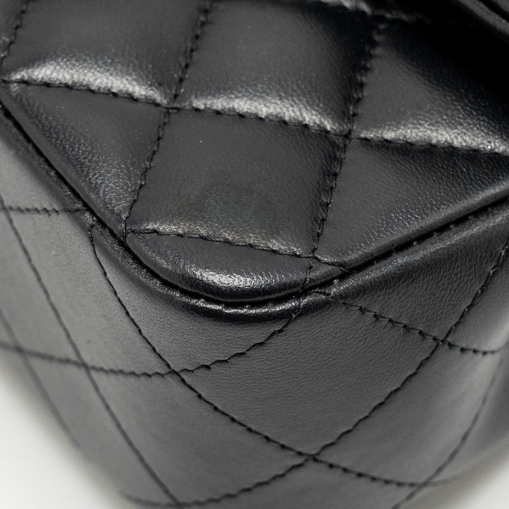 CHANEL TOP HANDLE MINI RECTANGULAR FLAP BAG LAMBSKIN SO BLACK
