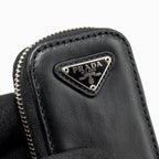 PRADA TRIANGLE SHOULDER BAG LEATHER BLACK SHW