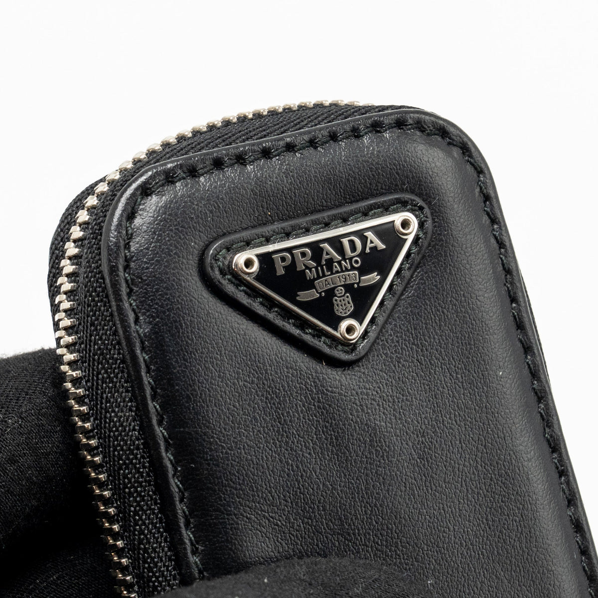 PRADA TRIANGLE SHOULDER BAG LEATHER BLACK SHW