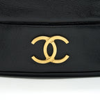 CHANEL VINTAGE CC LOGO PEARL CRUSH CAVIAR BUCKET BAG BLACK