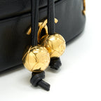 CHANEL VINTAGE CC LOGO PEARL CRUSH CAVIAR BUCKET BAG BLACK