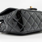 Chanel Mini Rectangular flap bag patent leather black GHW