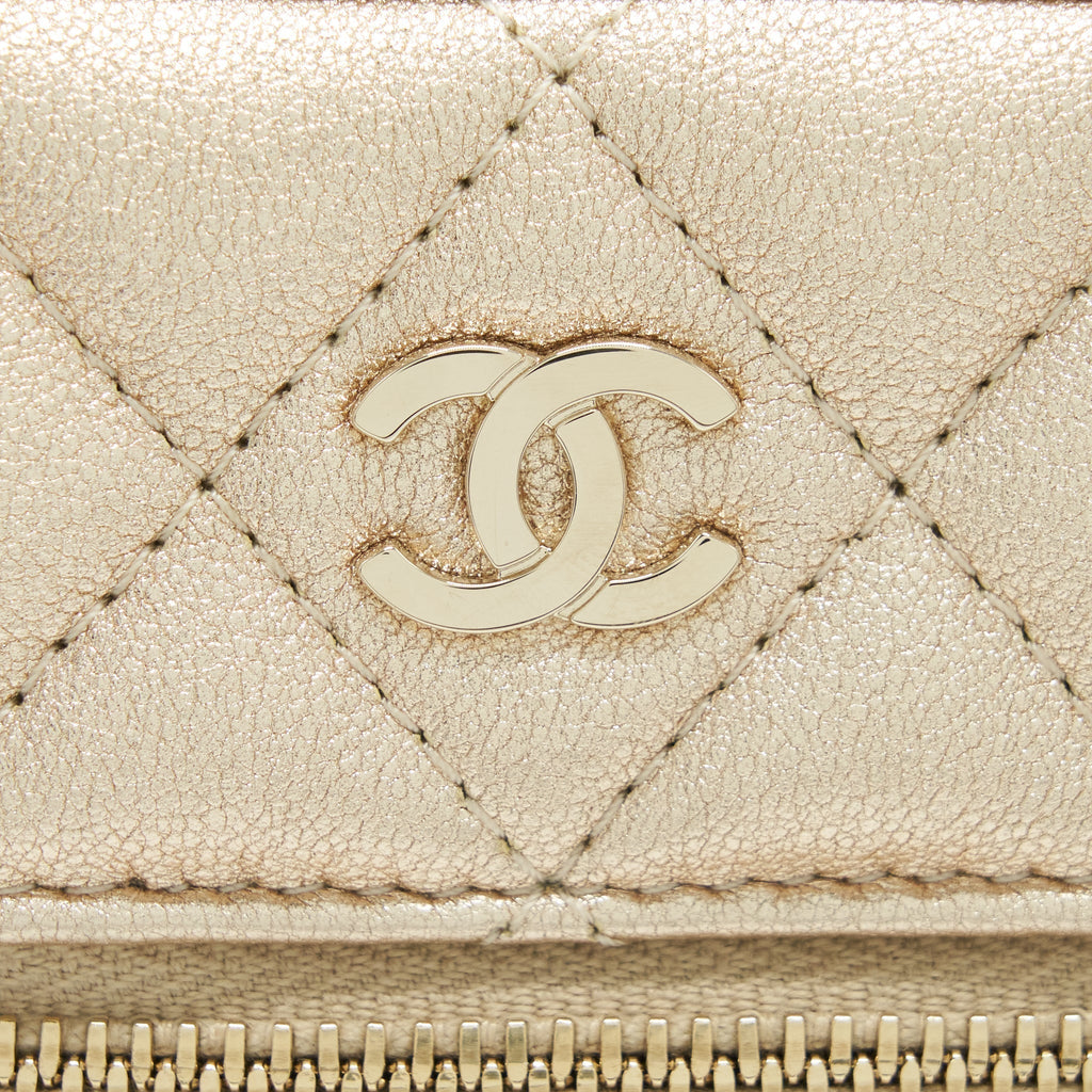 CHANEL CLASSIC VANITY PHONE HOLDER WITH CHAIN LAMBSKIN GOLD GHW