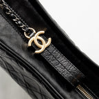 CHANEL GABRIELLE HOBO BAG AGED CALFSKIN BLACK MULTICOLOUR HARDWARE
