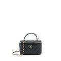 CHANEL TOP HANDLE LONG VANITY WITH CHAIN LAMBSKIN BLACK LGHW
