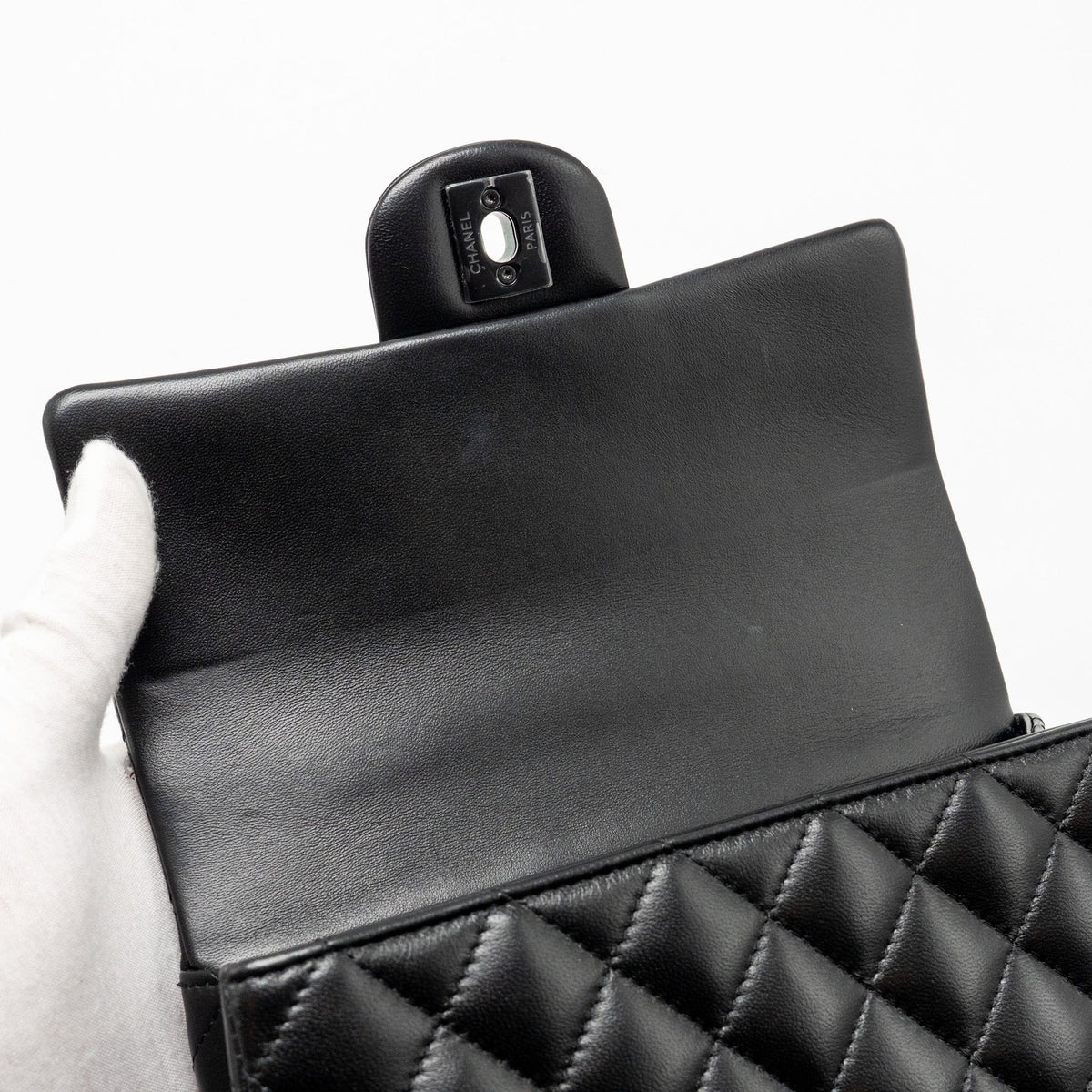 CHANEL TOP HANDLE MINI RECTANGULAR FLAP BAG LAMBSKIN SO BLACK