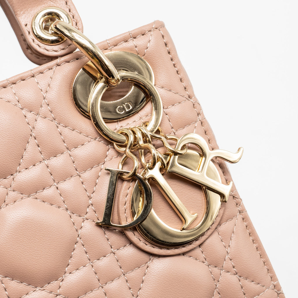 DIOR MINI LADY DIOR LAMBSKIN BLUSH LGHW