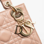 DIOR MINI LADY DIOR LAMBSKIN BLUSH LGHW