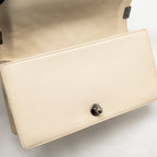 Chanel medium boy bag calfskin ivory ruthenium silver hardware