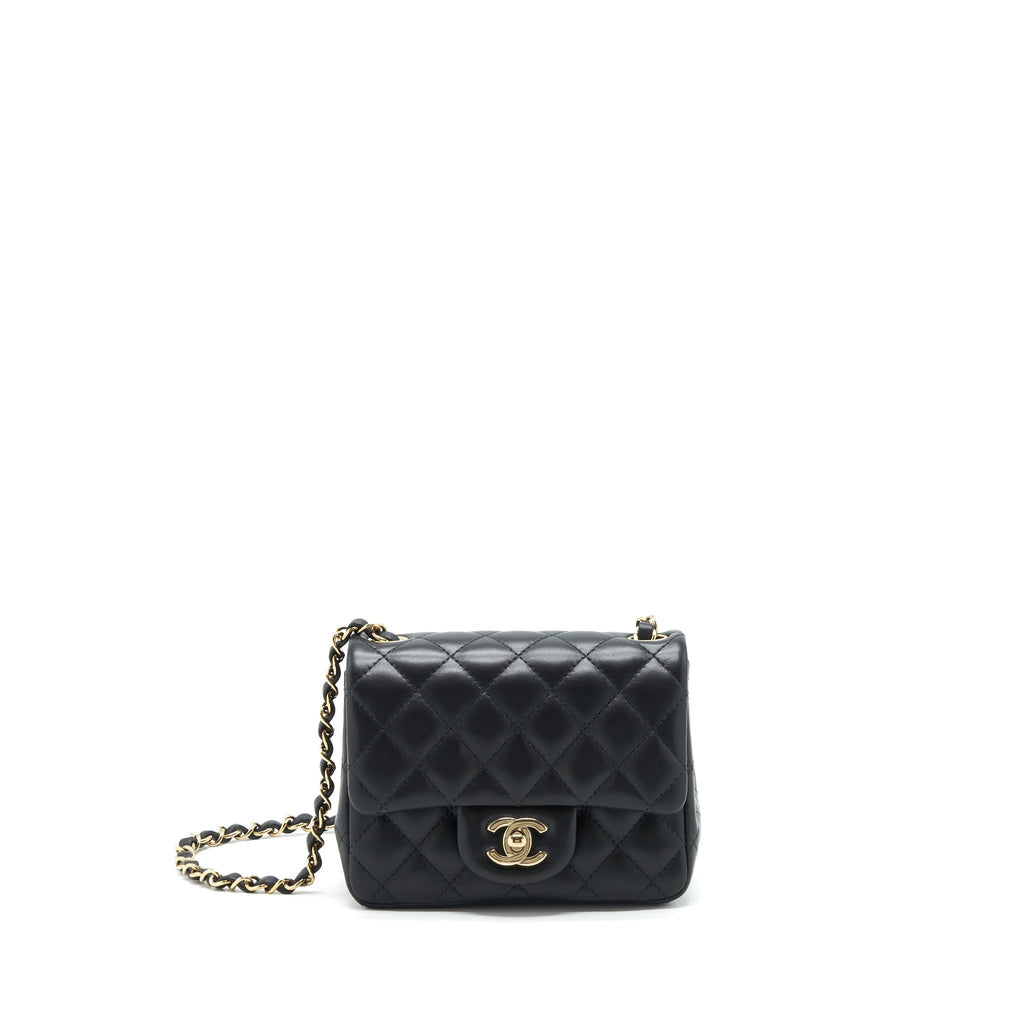 CHANEL MINI SQUARE FLAP BAG LAMBSKIN BLACK LGHW (MICROCHIP)