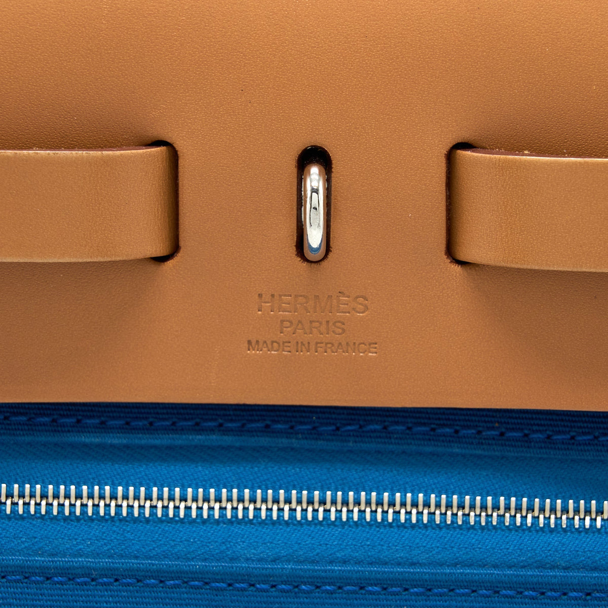 HERMES HERBAG ZIP 31 BAG CANVAS BLUE SHW