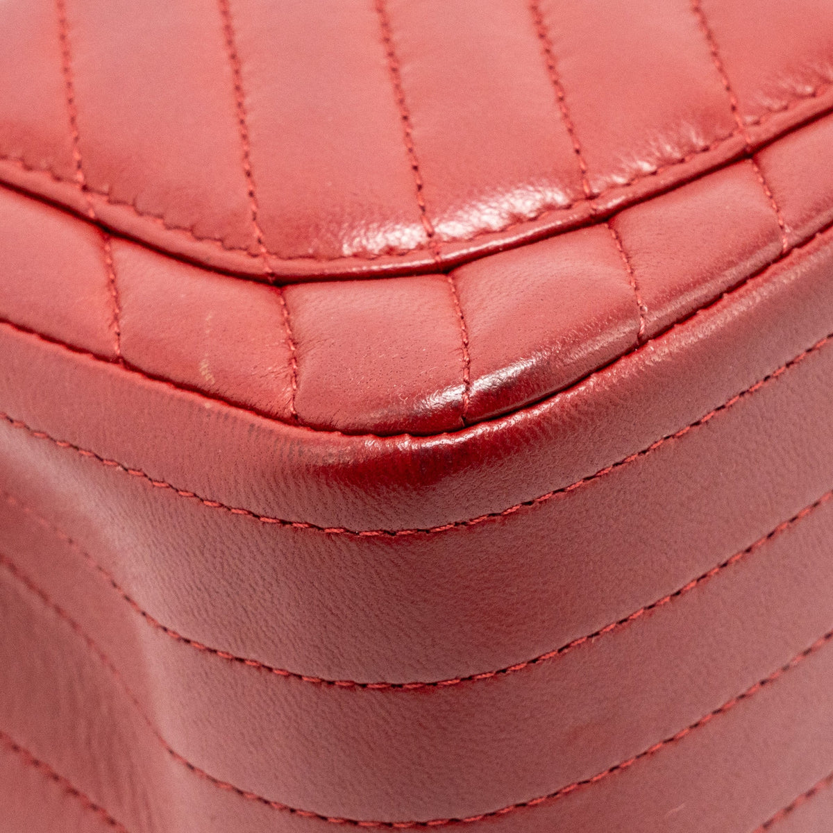 Chanel Mini Square Flap Bag Chevron Lambskin Dark Red GHW