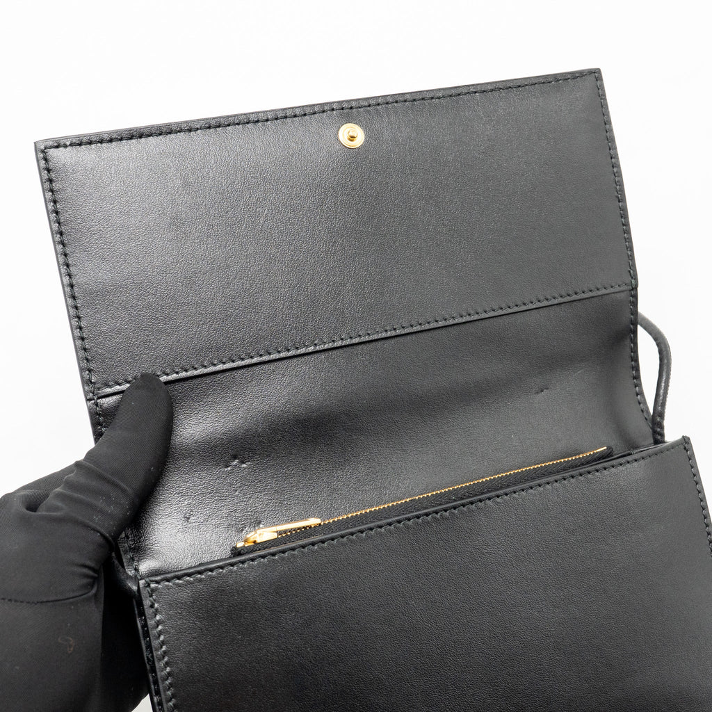 Bottega Veneta Cassette Wallet on Strap Intrecciato Leather Black GHW