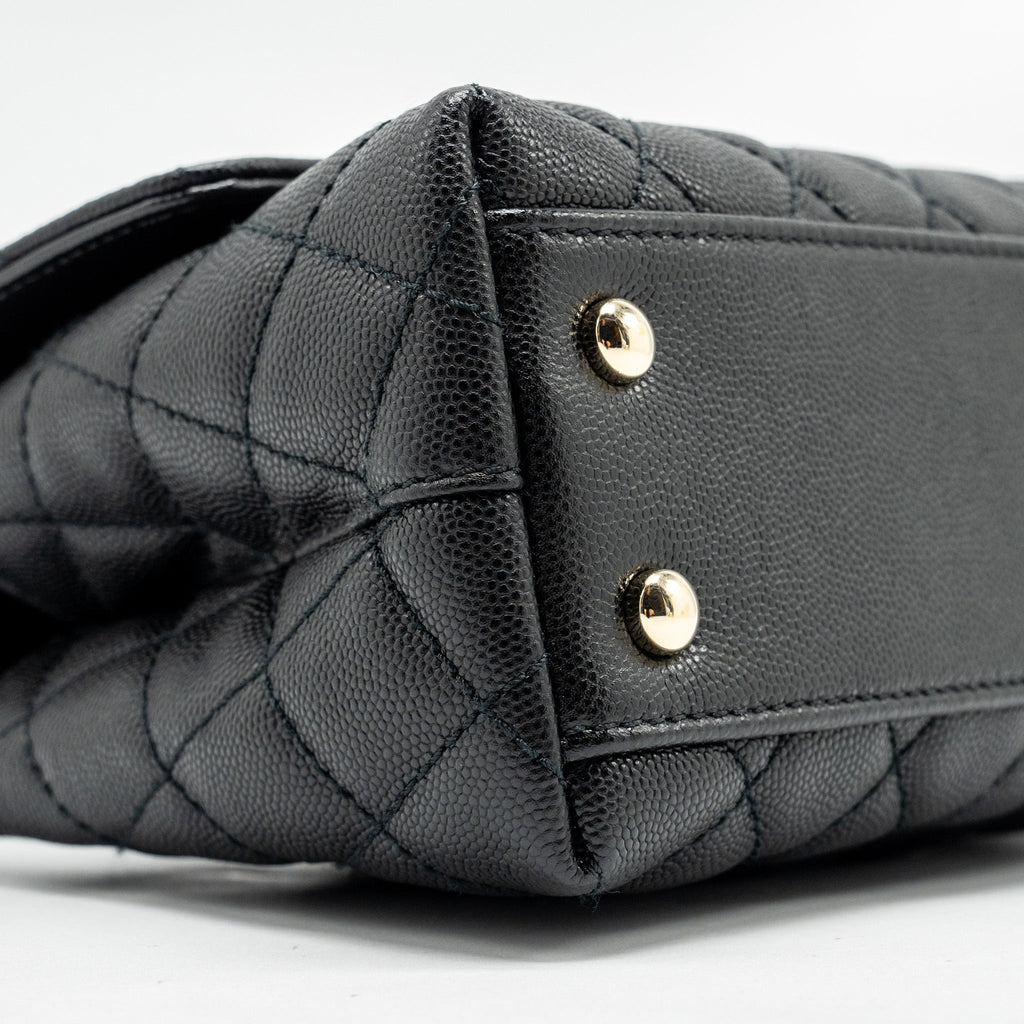 CHANEL SMALL COCO HANDLE CAVIAR BLACK LGHW (MICROCHIP)