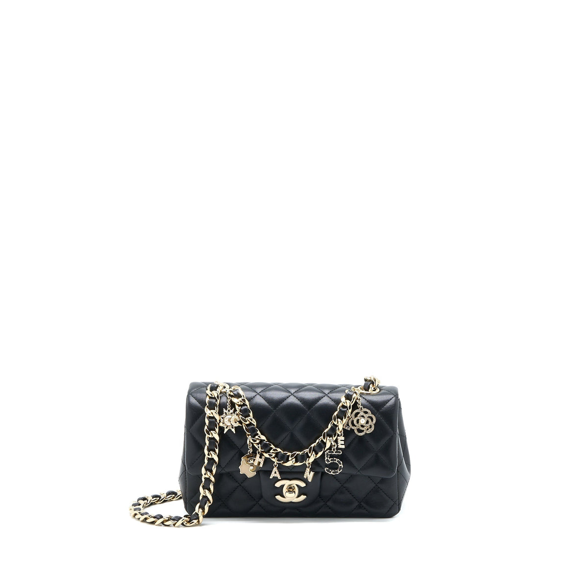 CHANEL MINI RECTANGULAR WITH COCO BAG CHARM LIMITED EDITION LAMBSKIN BLACK LGHW