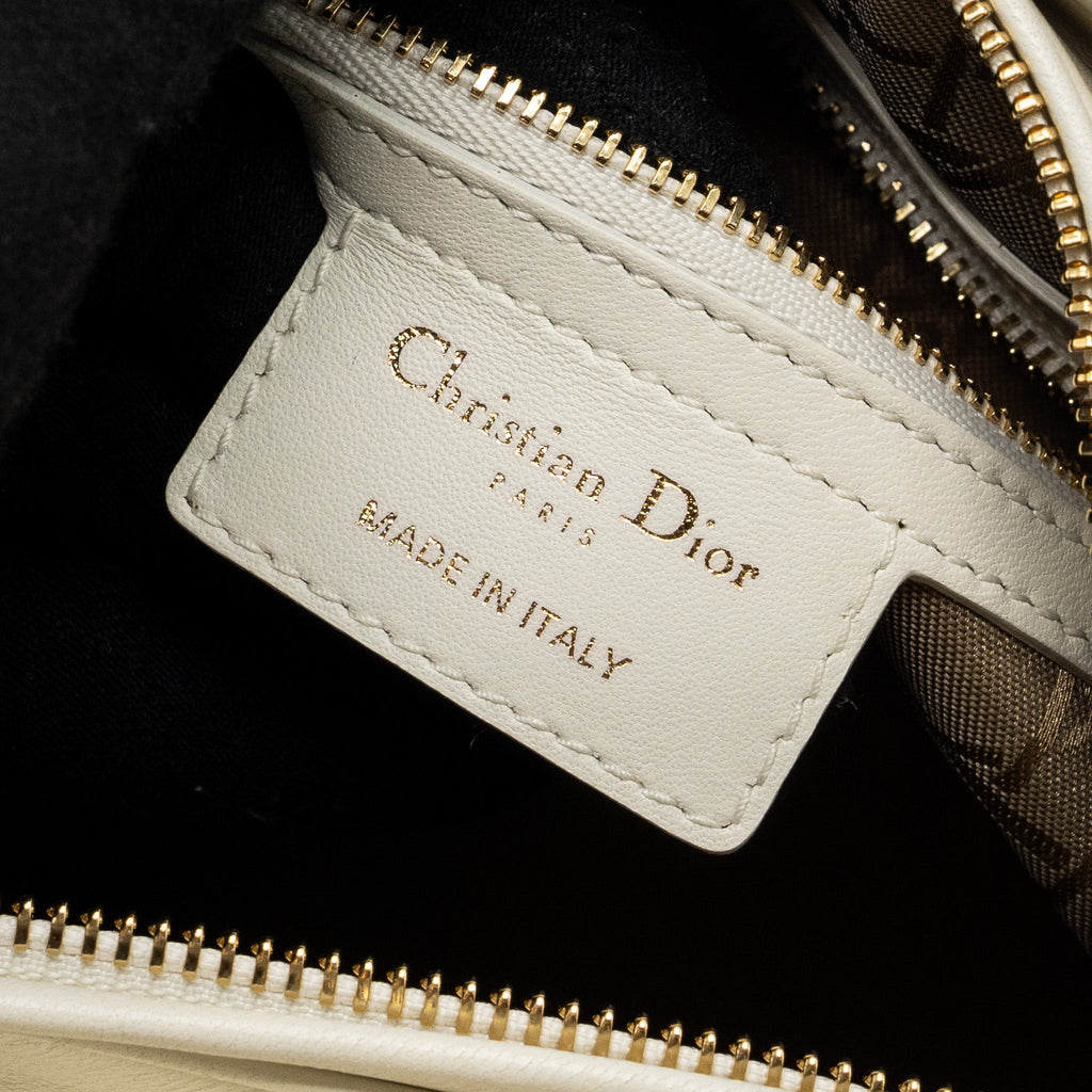 DIOR MEDIUM LADY DIOR BAG LAMBSKIN WHITE LGHW
