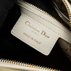 DIOR MEDIUM LADY DIOR BAG LAMBSKIN WHITE LGHW