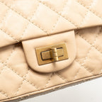 CHANEL SMALL 2.55 REISSUE DOUBLE FLAP BAG AGED CALFSKIN BEIGE GHW