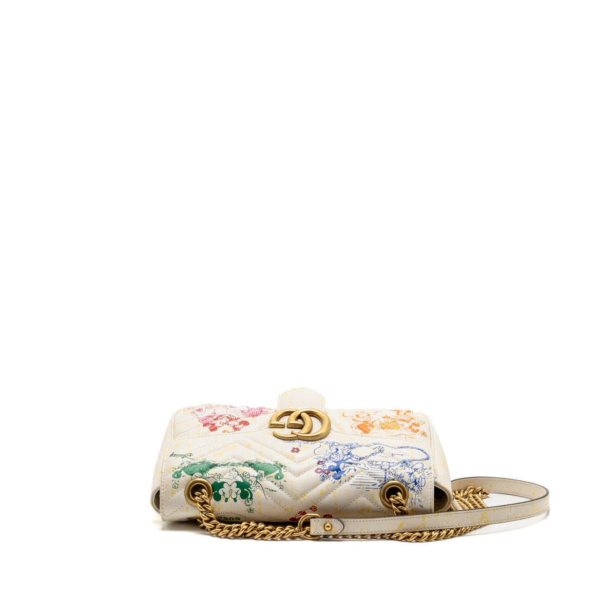 Gucci x Disney Medium GG Marmont Matelasse Leather Mickey and Minnie Print White/Mulitcolour GHW