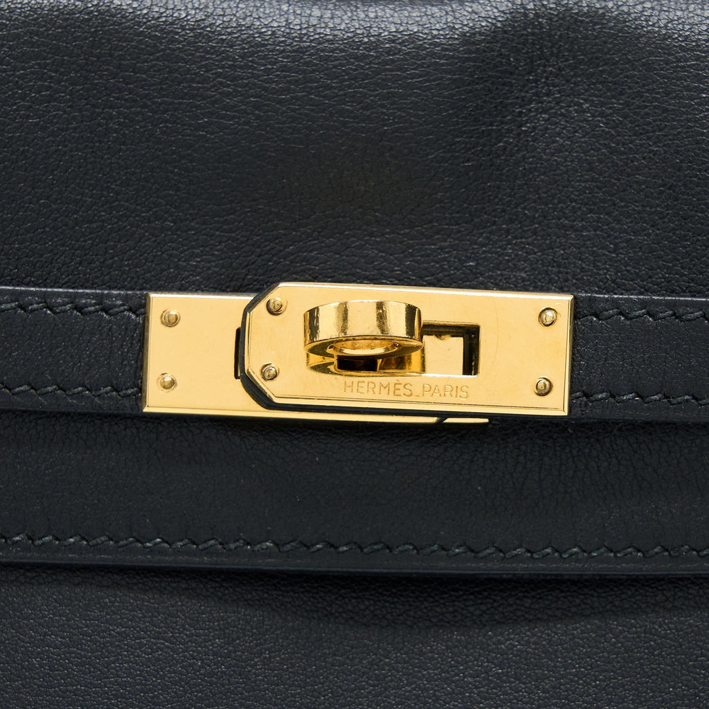 HERMES VINTAGE KELLY ADO 20CM SWIFT BLACK GHW