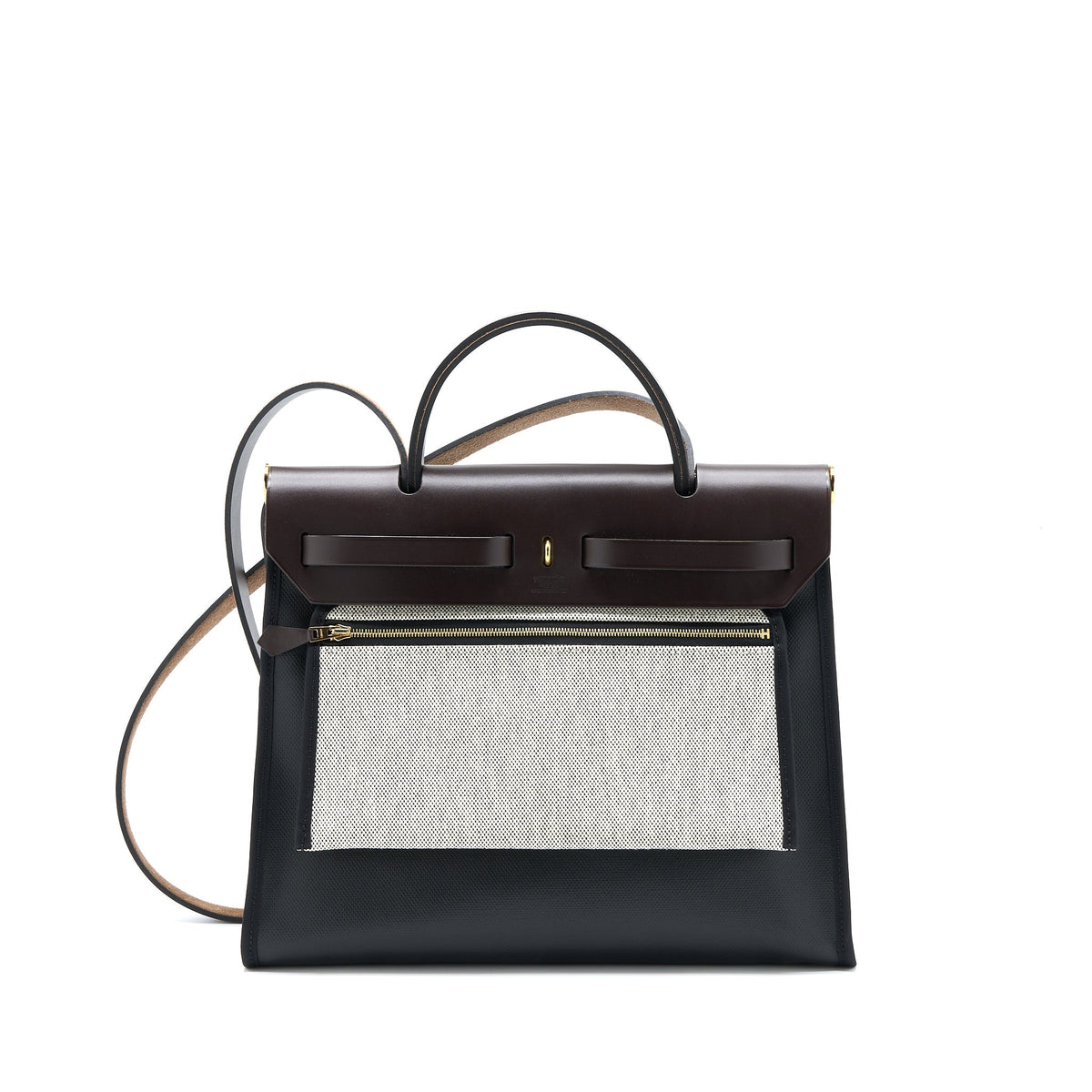 Hermes Herbag 31 Berline Canvas Noir/Ecru-Noir/Ebene GHW