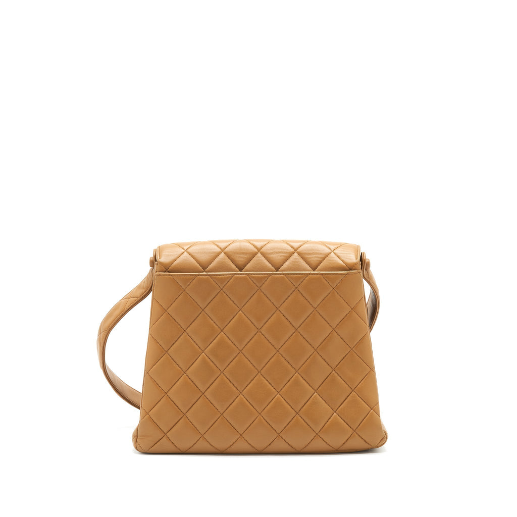 CHANEL VINTAGE KELLY SHOULDER BAG DARK BEIGE GHW