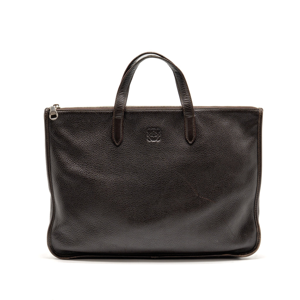 Loewe Anagram Briefcase Grained Calfskin Brown SHW