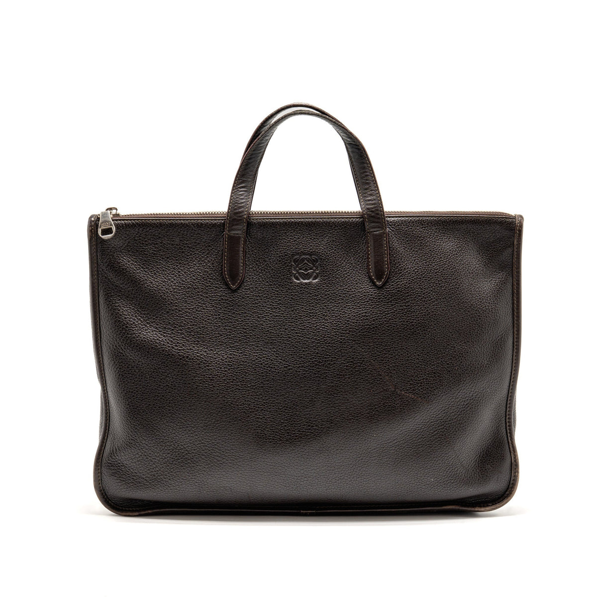 Loewe Anagram Briefcase Grained Calfskin Brown SHW