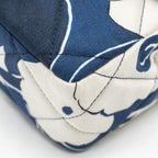 CHANEL MEDIUM LIMITED EDITION FLORA PRINTED CLASSIC FLAP BAG SILK BLUE/WHITE SHW (MICROCHIP)