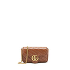 GUCCI GG MARMONT MATELASSE SUPER MINI BAG BROWN GHW