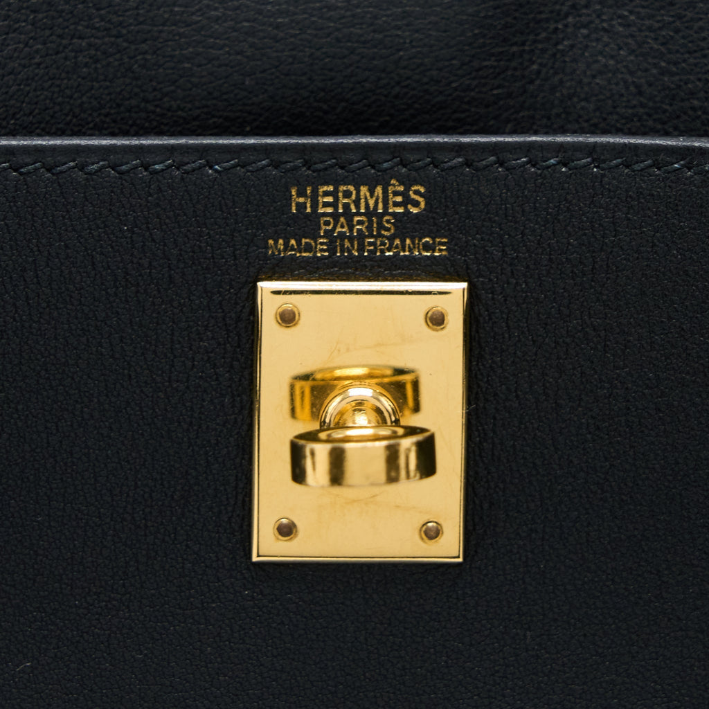HERMES VINTAGE KELLY ADO 20CM SWIFT BLACK GHW