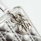 DIOR SMALL MY ABC LADY DIOR CANNAGE CALFSKIN METALLIC SILVER SHW