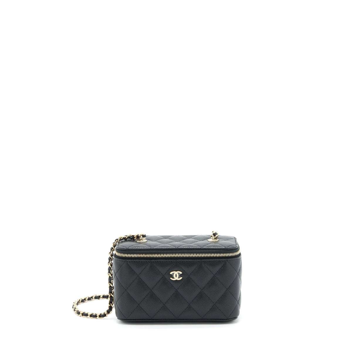 CHANEL 22S LONG VANITY WITH CHAIN CAVIAR BLACK LGHW