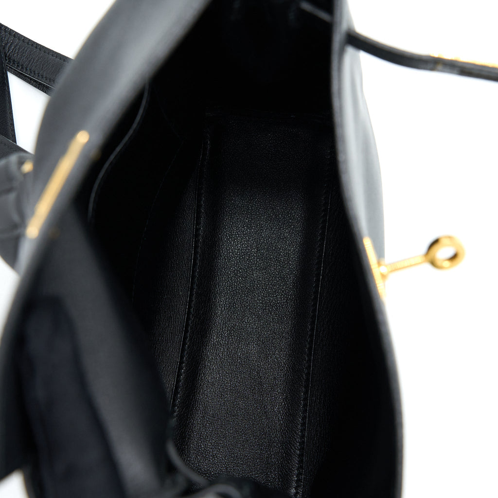 HERMES VINTAGE KELLY ADO 20CM SWIFT BLACK GHW