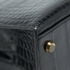 HERMES VINTAGE KELLY 28 ALLIGATOR BLACK GHW