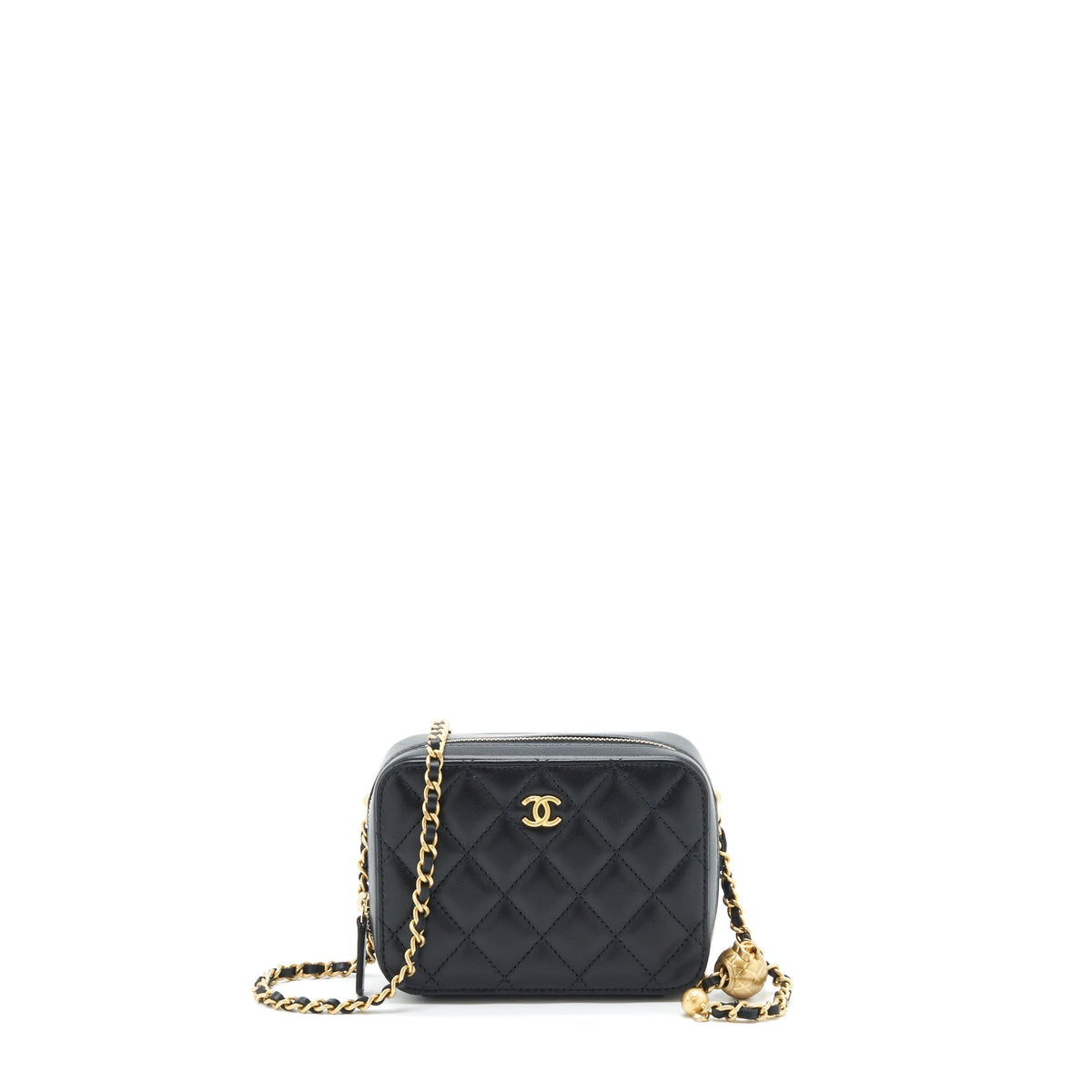 CHANEL PEARL CRUSH CAMERA BAG LAMBSKIN BLACK GHW