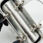 DIOR SMALL MY ABC LADY DIOR CANNAGE CALFSKIN METALLIC SILVER SHW