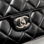 Chanel Quilted Small CC Delivery Flap Bag Glazed Calfskin Black SHW