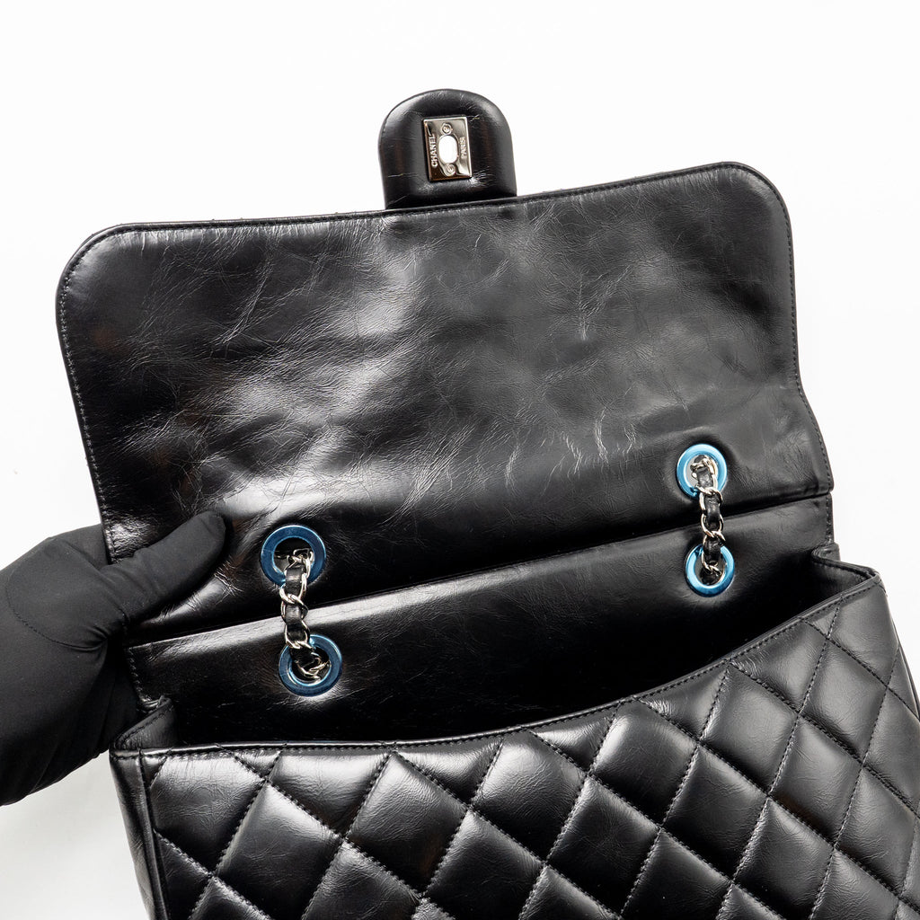 Chanel Quilted Small CC Delivery Flap Bag Glazed Calfskin Black SHW