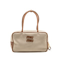 Miu Miu Large Beau Bag Canvas/Leather Beige/Brandy GHW