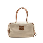 Miu Miu Large Beau Bag Canvas/Leather Beige/Brandy GHW